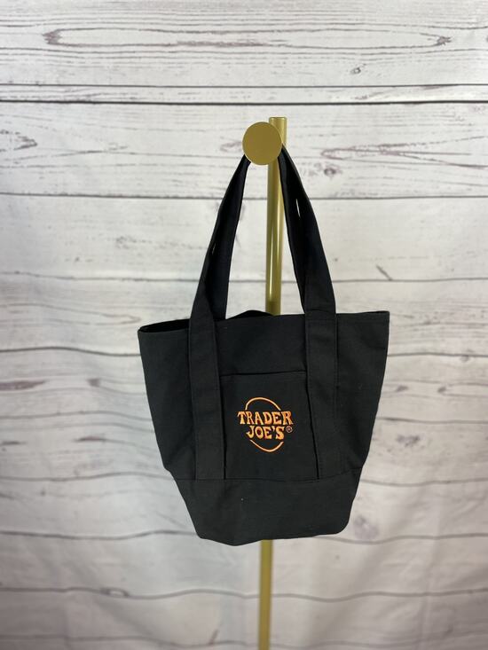 Trader Joe's Handbags - Trader Joe’s Trick-or-Treat Canvas Tote Bag Black Reusable Foldable Shopping